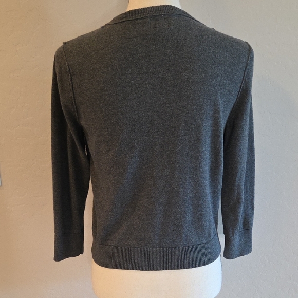 Mossimo Supply Co. Charcoal Cardigan with Ruffle Accents Size Lg One Owner Y2K - Picture 6 of 7